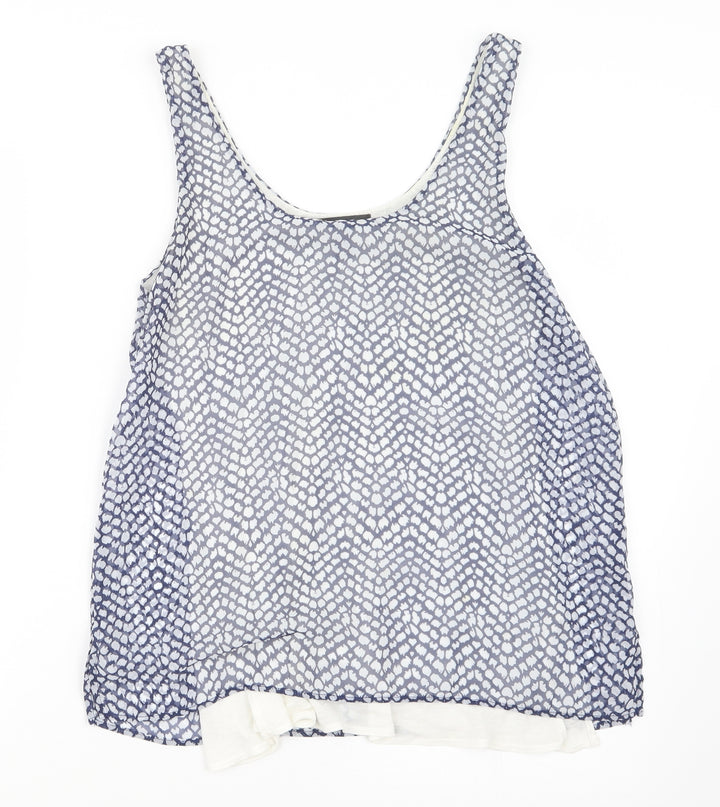 Mango Womens Blue Geometric Basic Blouse Size S