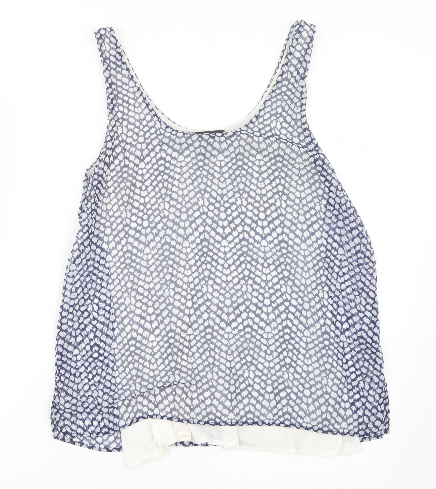 Mango Womens Blue Geometric  Basic Blouse Size S