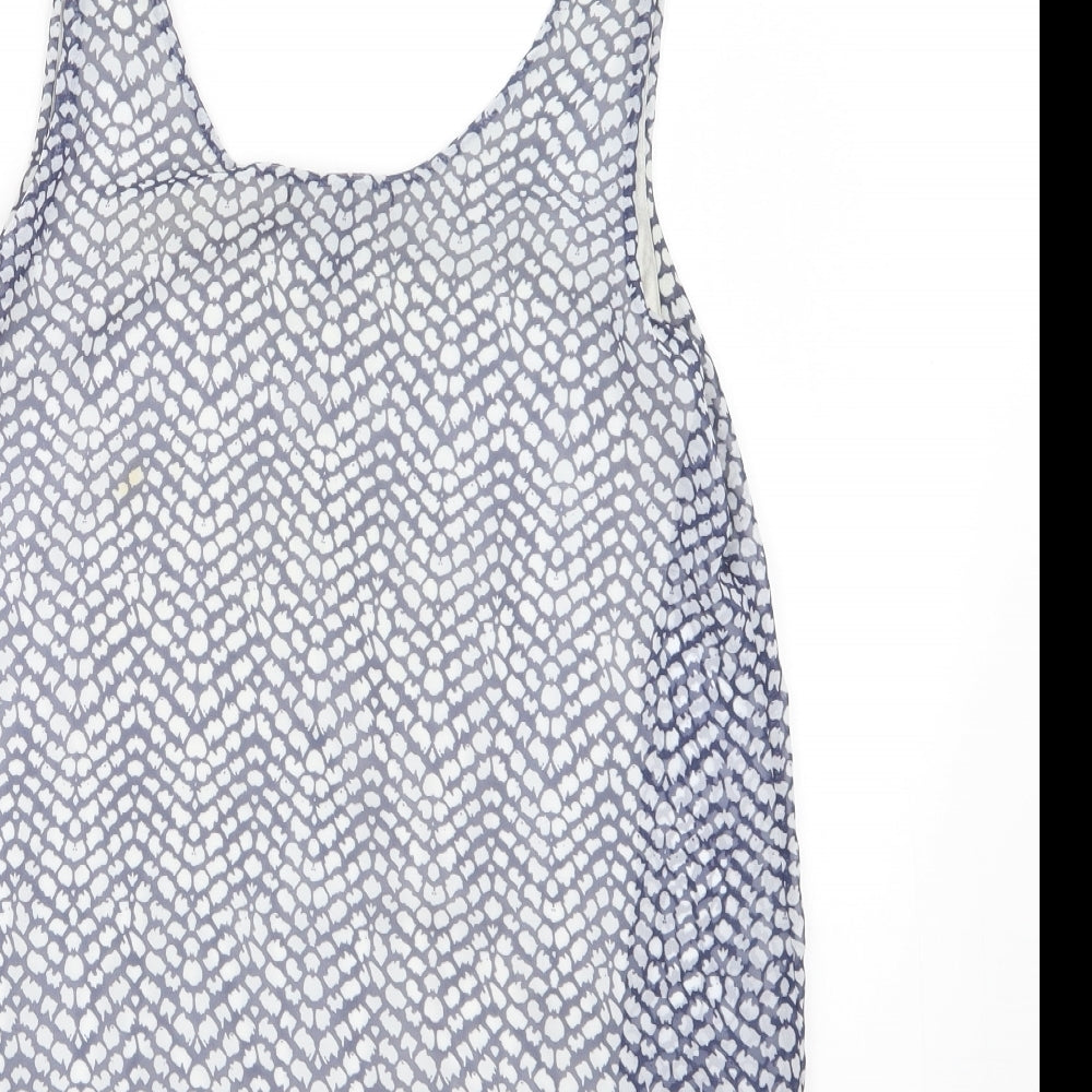 Mango Womens Blue Geometric  Basic Blouse Size S