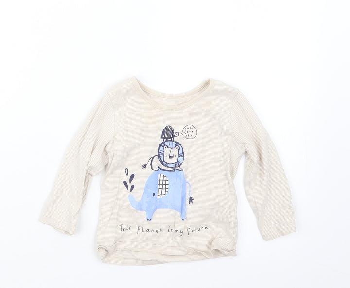 George Boys Beige Basic T-Shirt Size 9-12 Months