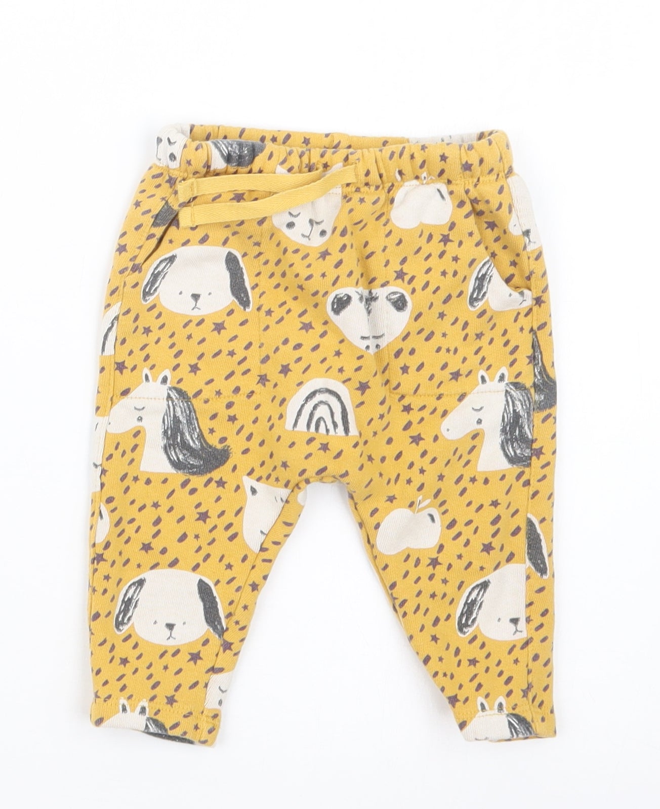 NEXT Girls Yellow Geometric  Jogger Trousers Size 3-6 Months
