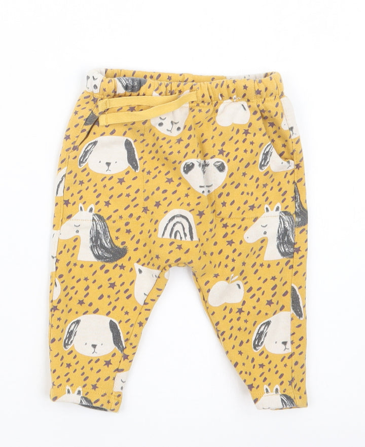 NEXT Girls Yellow Geometric  Jogger Trousers Size 3-6 Months