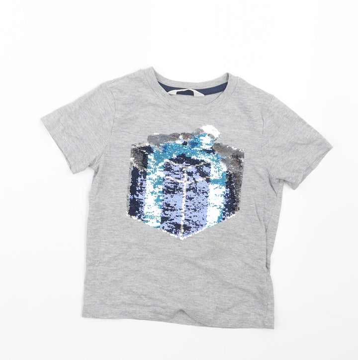 H&M Boys Grey   Basic T-Shirt Size 5-6 Years