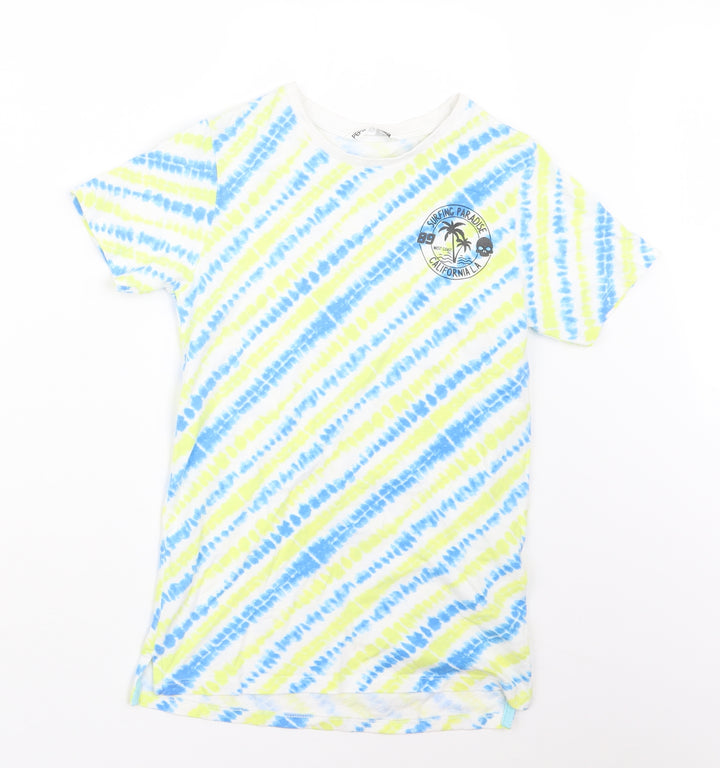 Pep&Co Boys Blue Geometric  Basic T-Shirt Size 11-12 Years