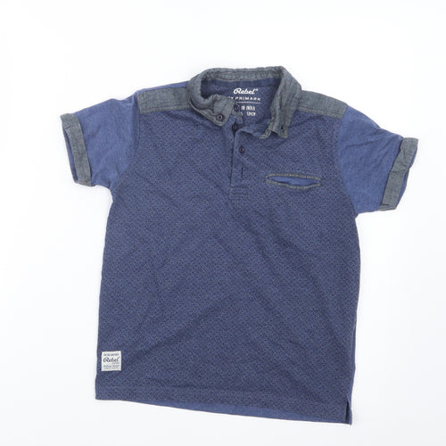 Rebel Boys Blue Geometric  Basic Polo Size 8-9 Years