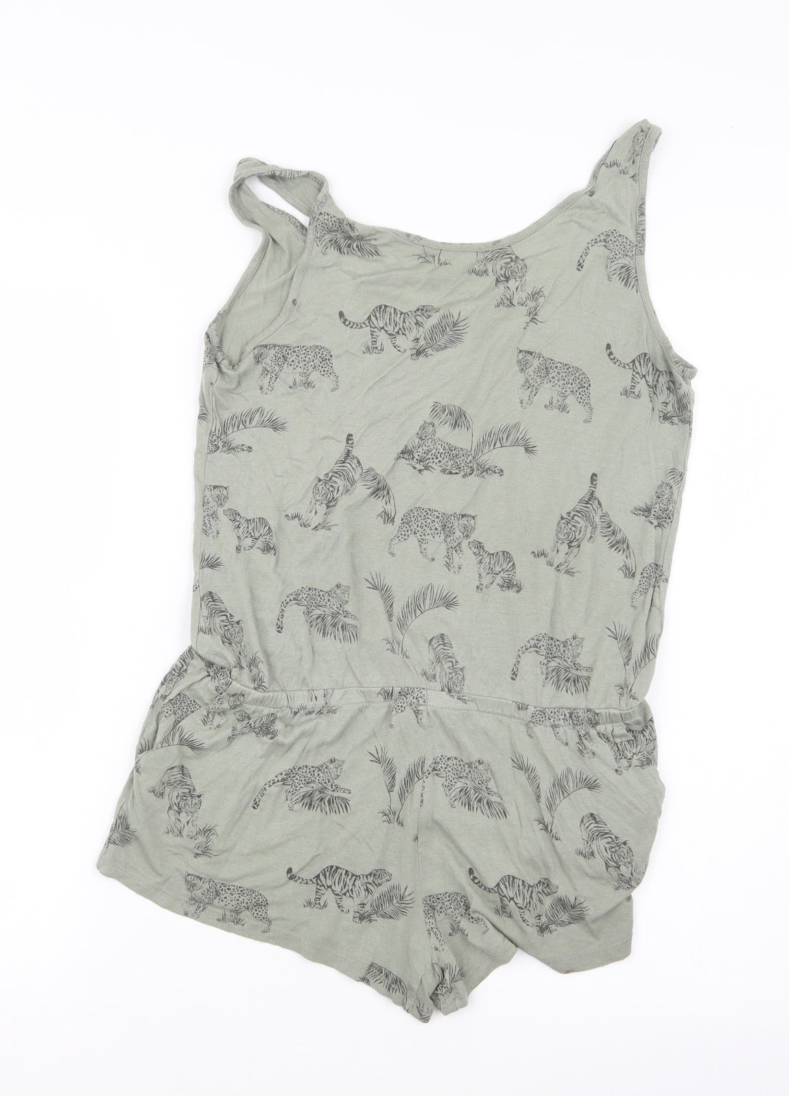 H&M Girls Green Geometric  Playsuit One-Piece Size 14 Years