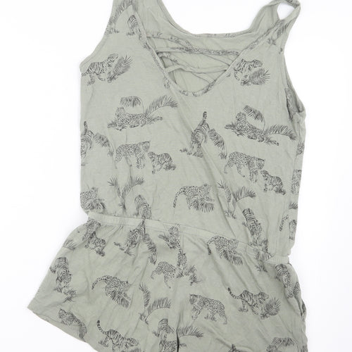H&M Girls Green Geometric  Playsuit One-Piece Size 14 Years