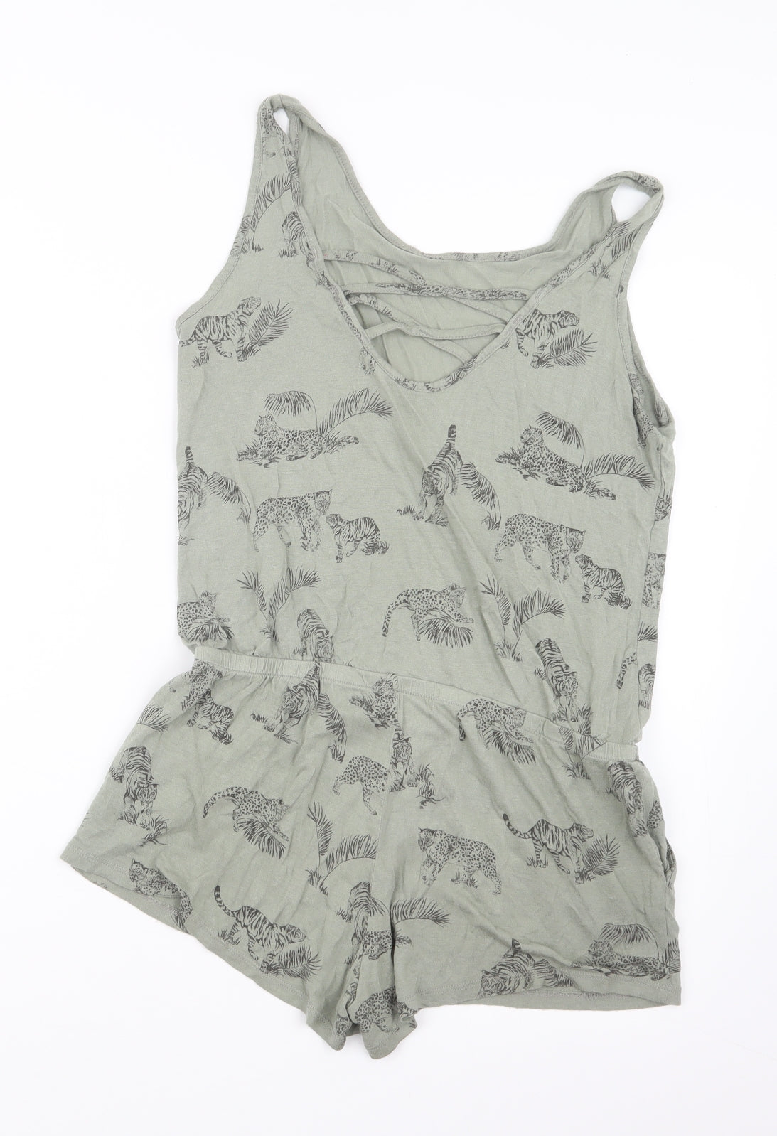 H&M Girls Green Geometric  Playsuit One-Piece Size 14 Years