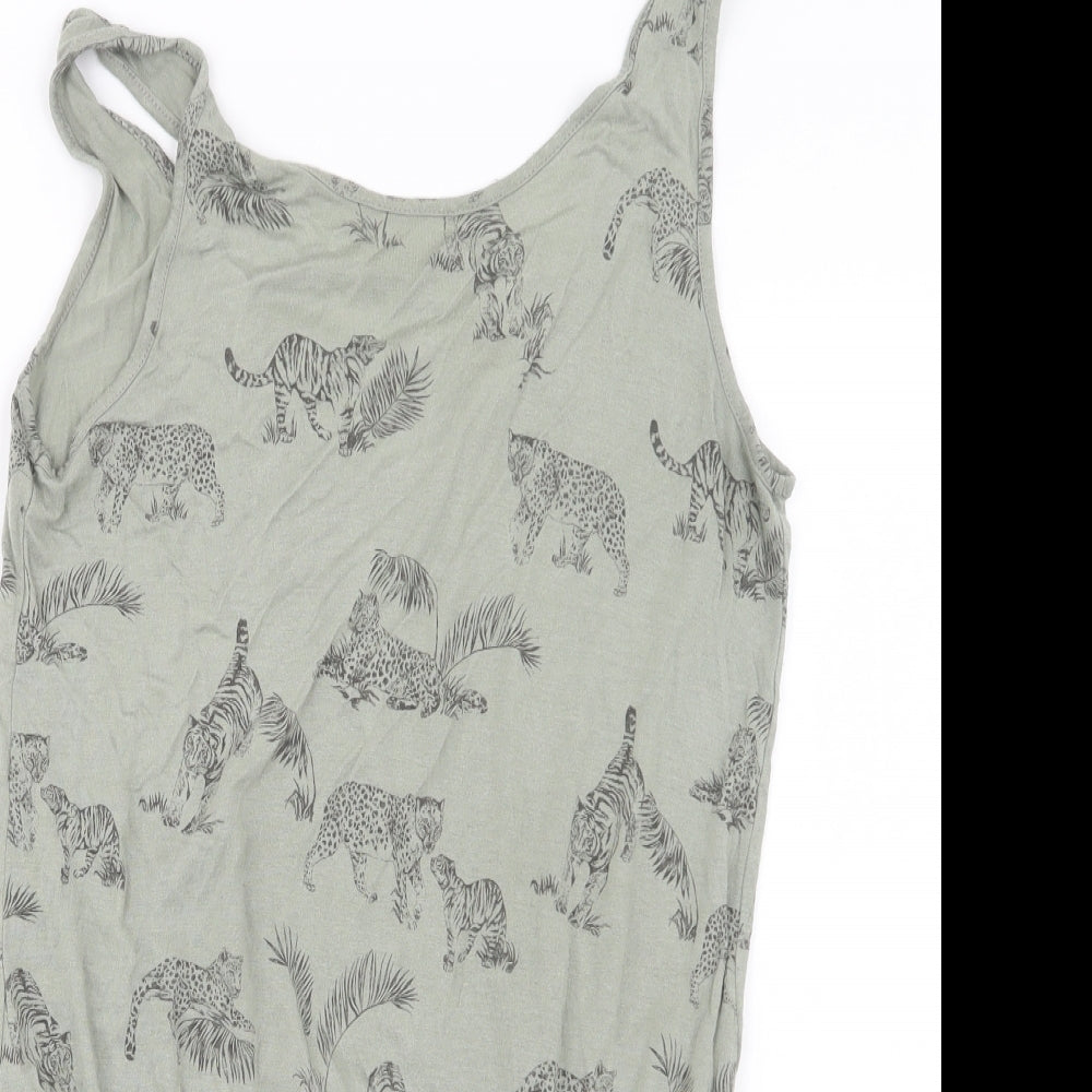 H&M Girls Green Geometric  Playsuit One-Piece Size 14 Years