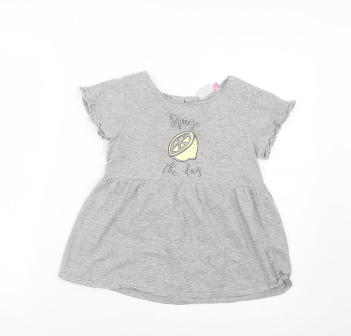 hullabaloo Girls Grey Basic T-Shirt Size 9-10 Years