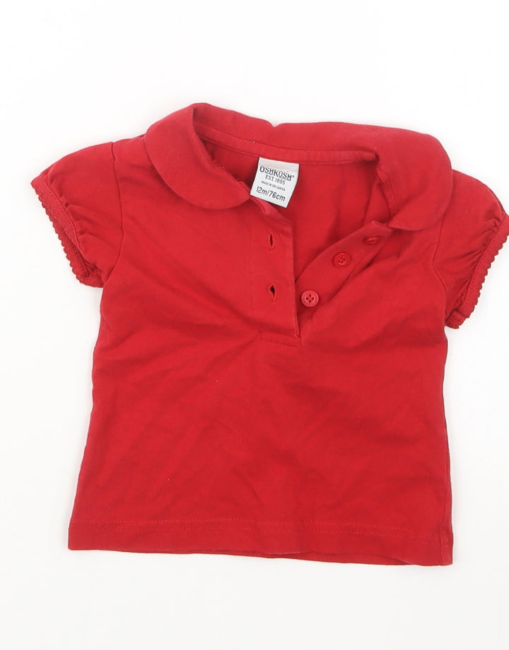 OshKosh Girls Red Basic T-Shirt Size 12 Months