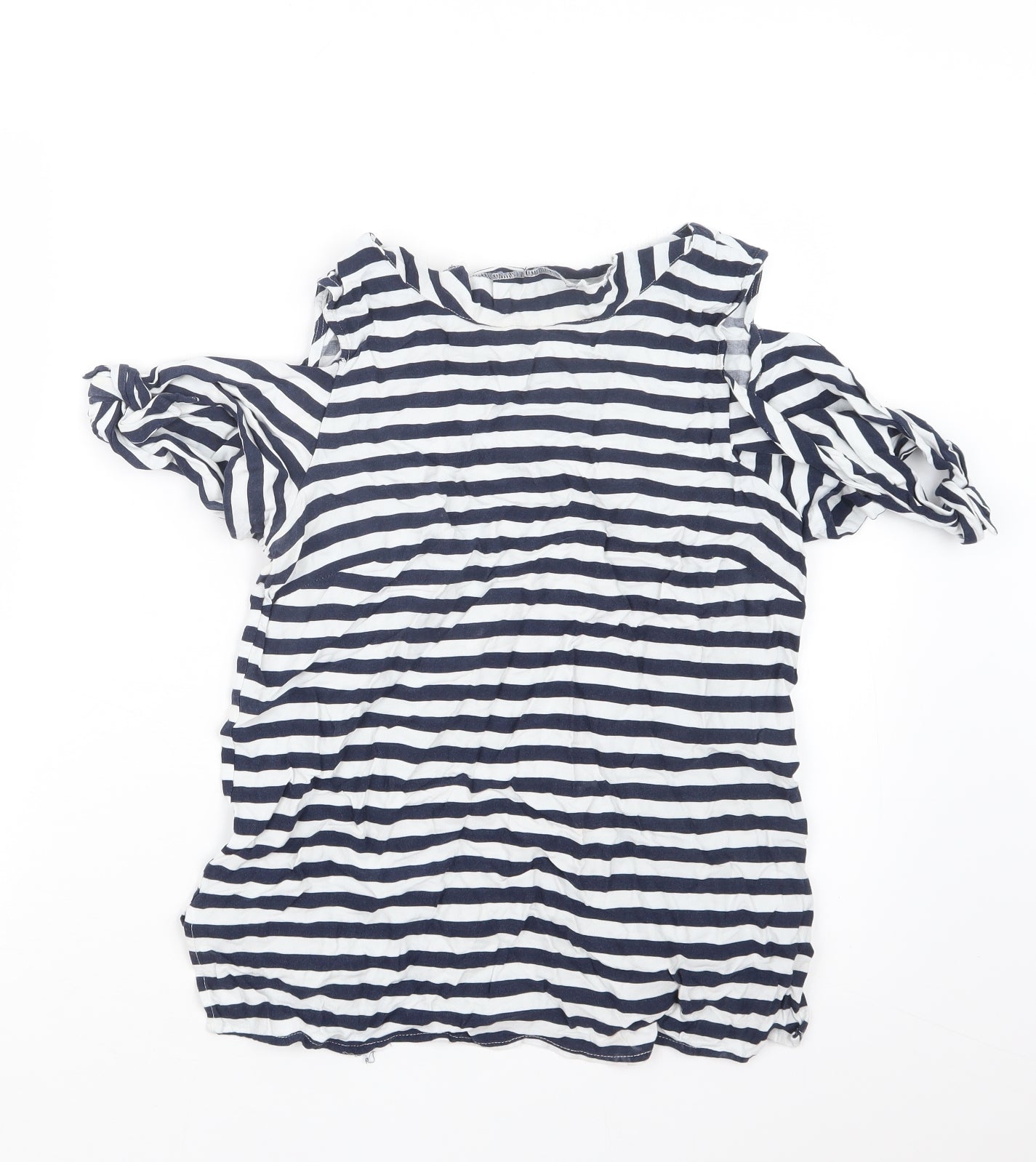 Oasis Womens Blue Striped  Basic T-Shirt Size 12