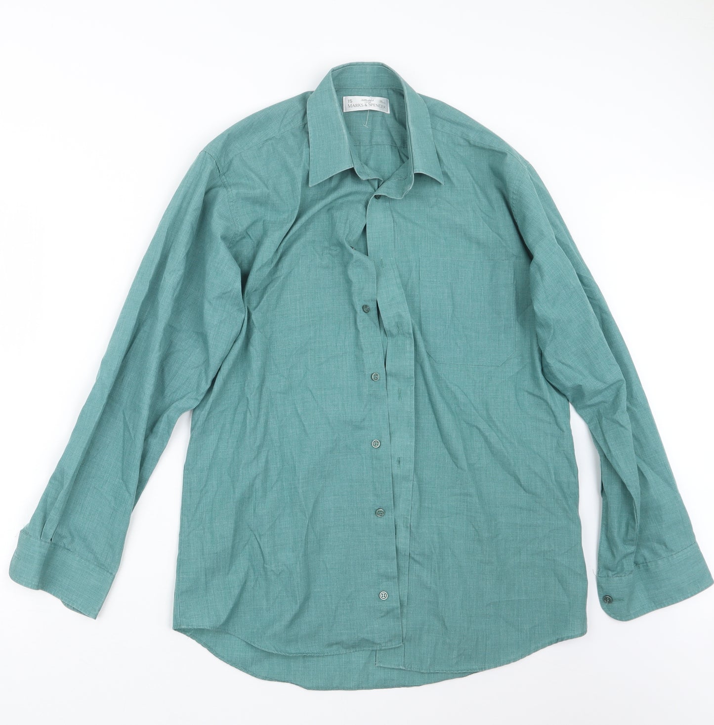 Marks and Spencer Mens Green    Button-Up Size 15