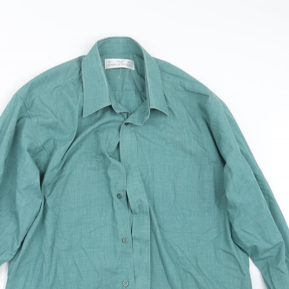 Marks and Spencer Mens Green    Button-Up Size 15