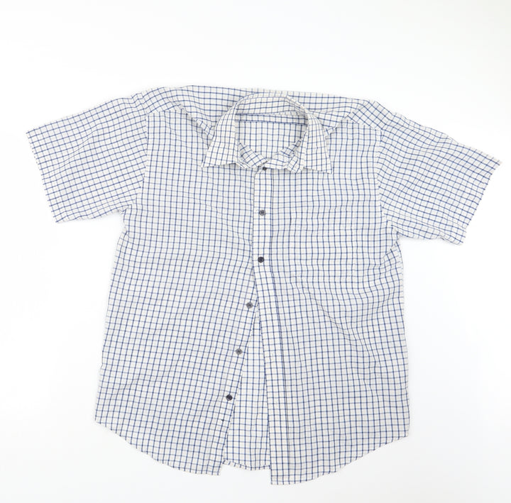 Metaphor Mens Blue Check   Button-Up Size M