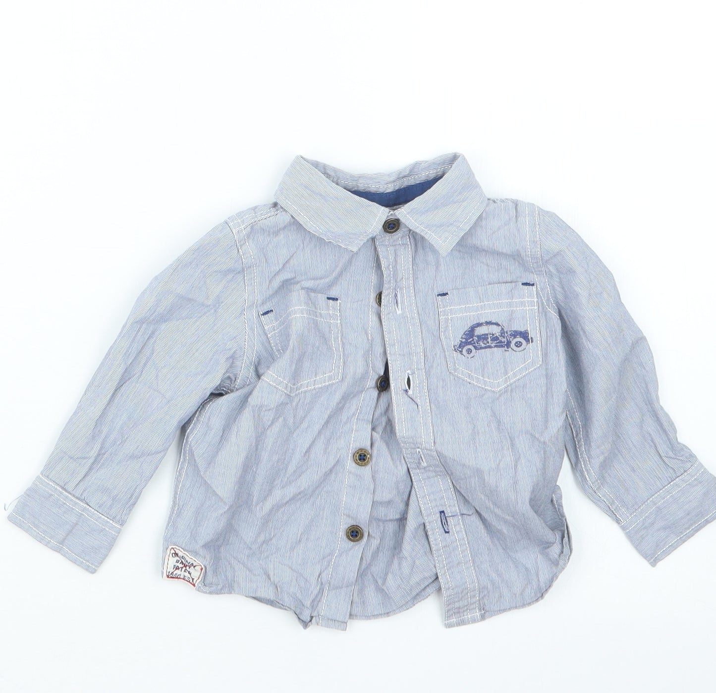 Pumpkin Patch Boys Blue Striped  Basic Button-Up Size 6-9 Months