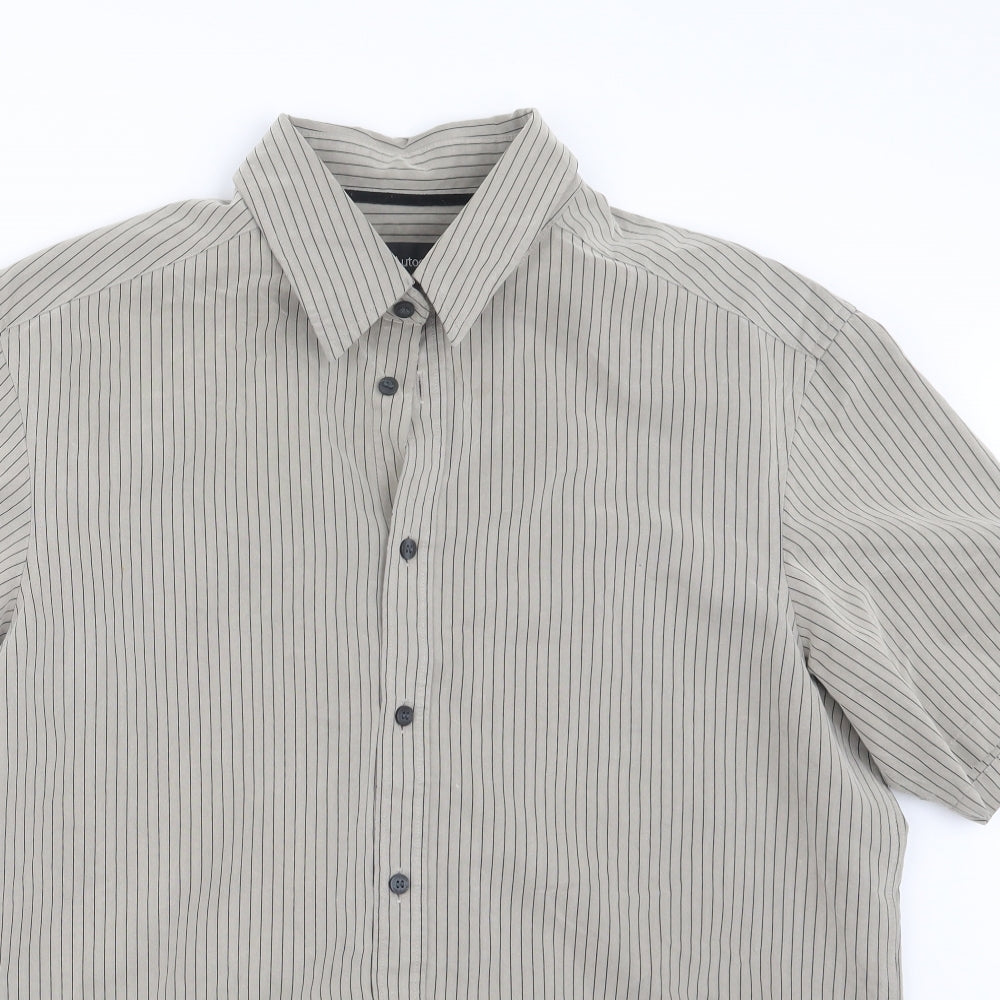 Marks and Spencer Mens Beige Striped   Button-Up Size L