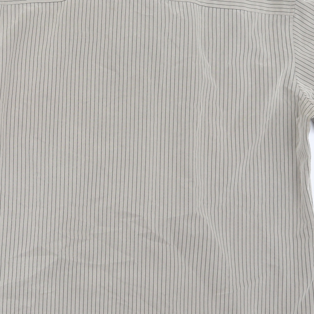 Marks and Spencer Mens Beige Striped   Button-Up Size L
