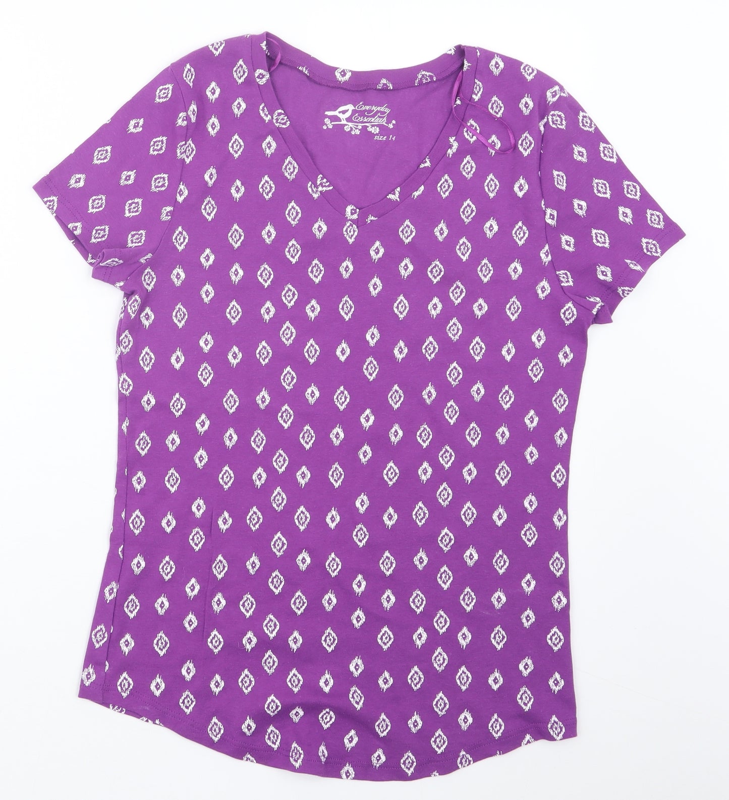 BHS Womens Purple Geometric  Basic T-Shirt Size 14
