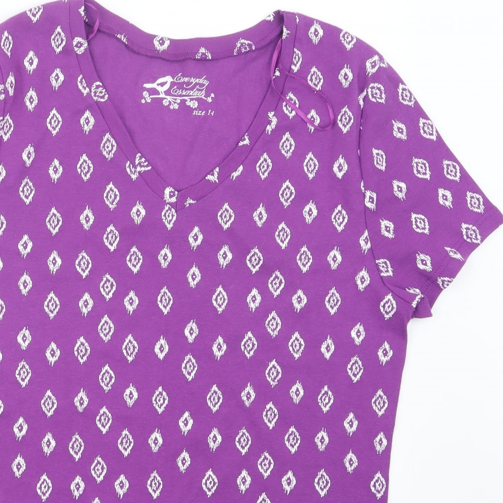 BHS Womens Purple Geometric  Basic T-Shirt Size 14