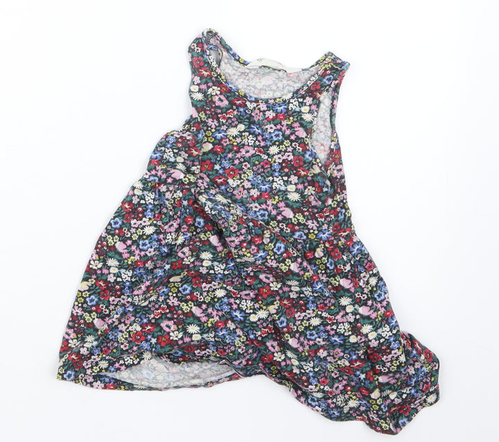 H&M Girls Black Floral A-Line Size 2 Years