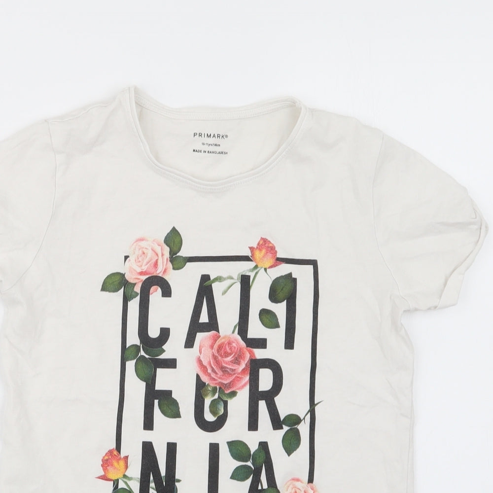 Primark Girls White   Basic T-Shirt Size 10-11 Years