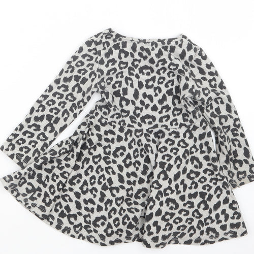 F&F Girls Grey Animal Print  T-Shirt Dress  Size 12-18 Months