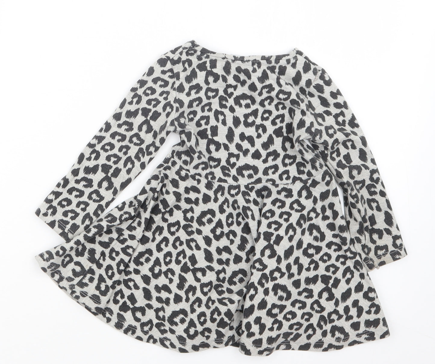 F&F Girls Grey Animal Print  T-Shirt Dress  Size 12-18 Months