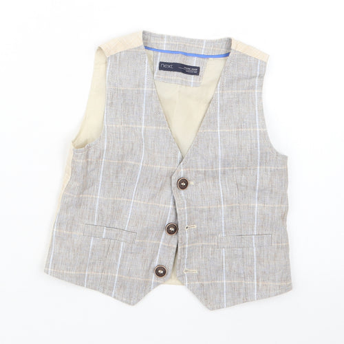 NEXT Boys Beige Check  Jacket Waistcoat Size 12-18 Months