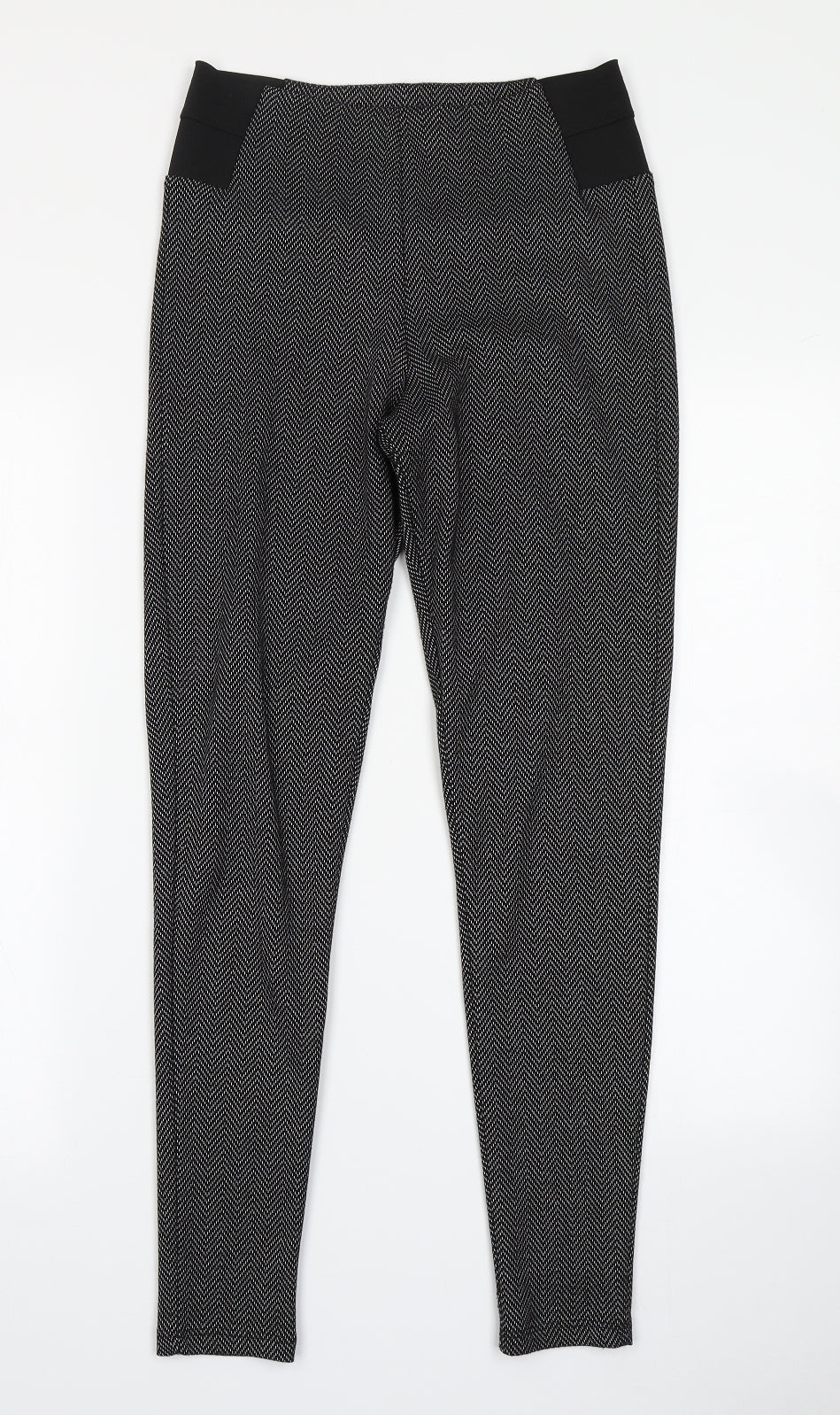 F&F Womens Black Chevron  Capri Leggings Size 8 L26 in