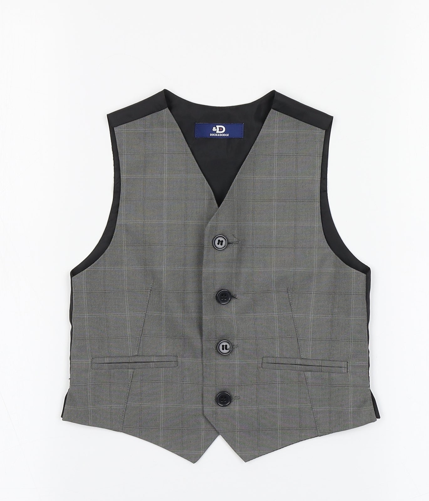 Duck & Dodge Boys Grey Plaid  Jacket Waistcoat Size 4 Years