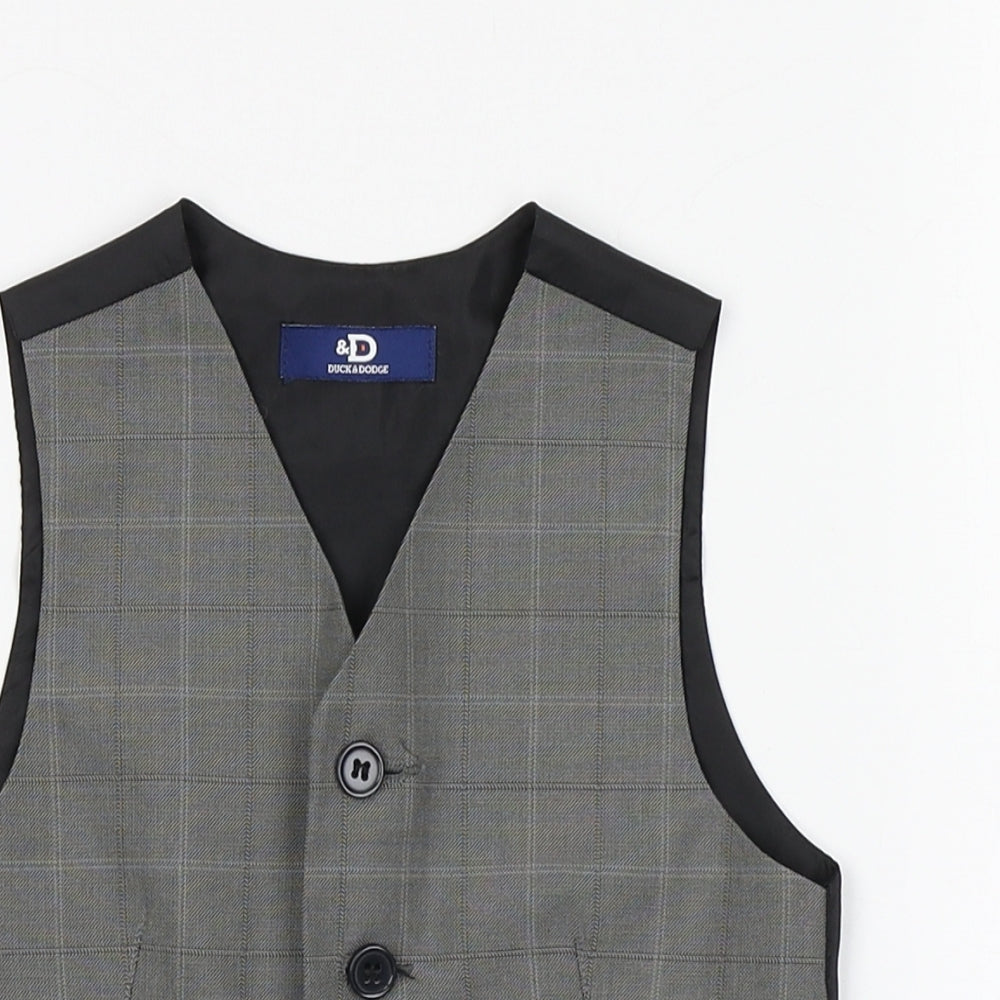 Duck & Dodge Boys Grey Plaid  Jacket Waistcoat Size 4 Years