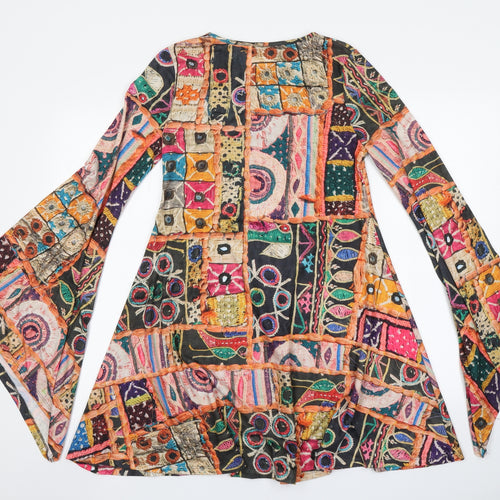 Rokoko Womens Brown Batik  Fit & Flare  Size M  - Flare sleeve