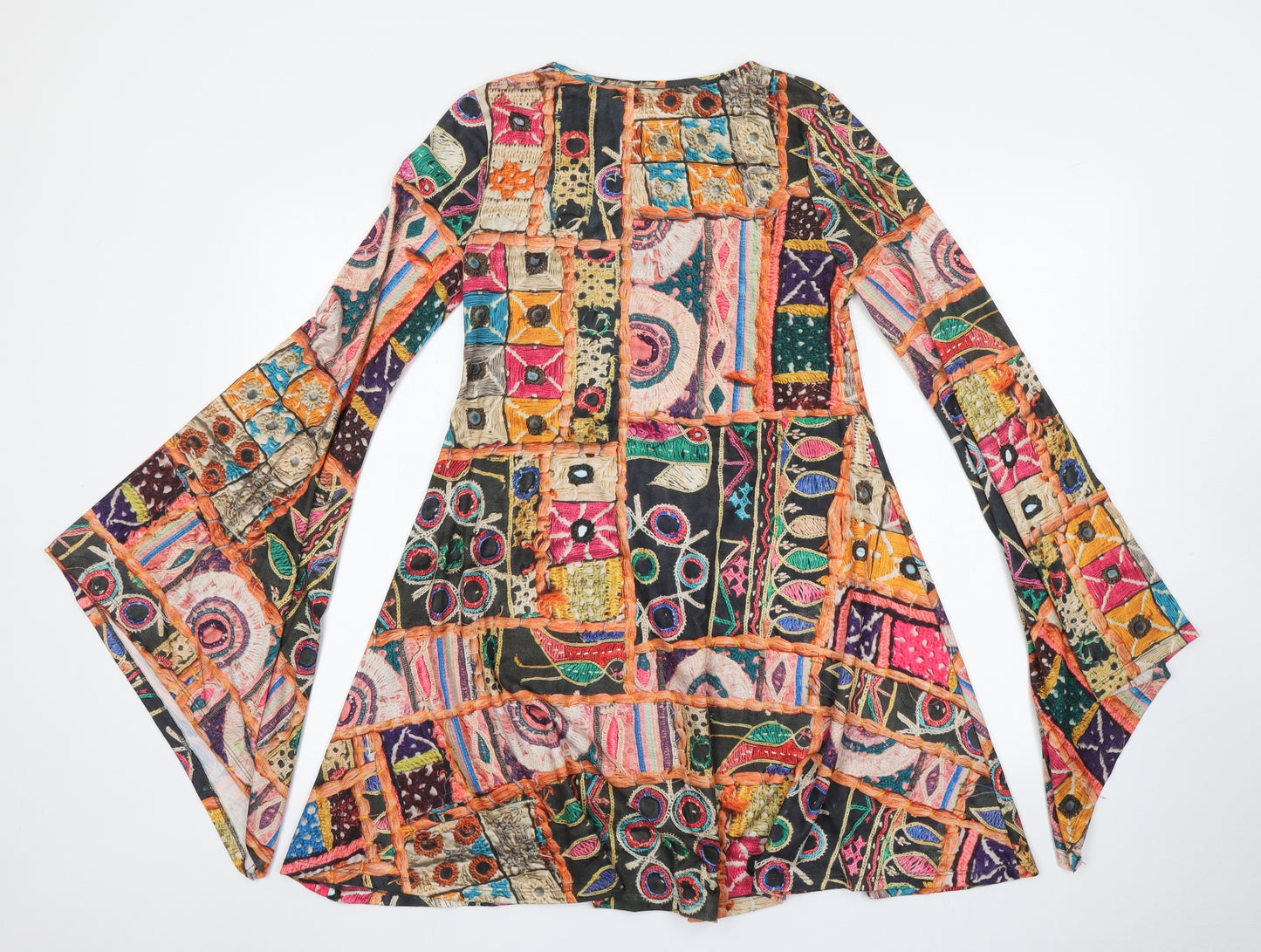 Rokoko Womens Brown Batik  Fit & Flare  Size M  - Flare sleeve