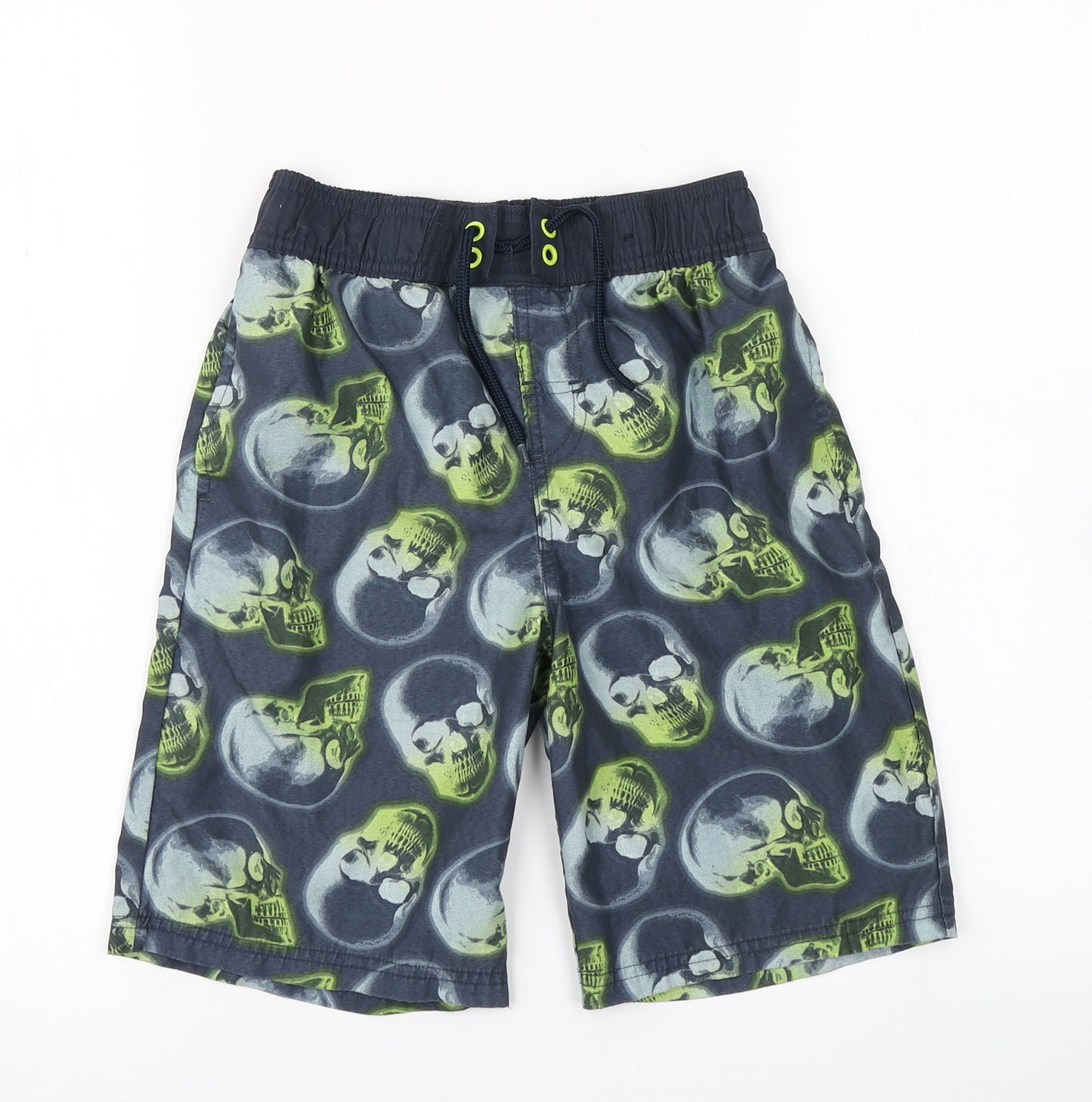 George Boys Blue   Cargo Shorts Size 8-9 Years - Skull Print