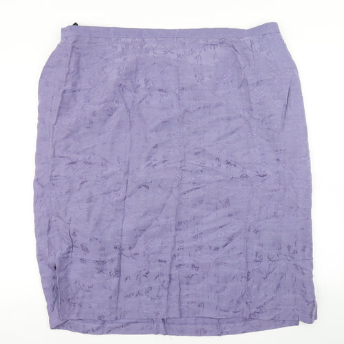 essence Womens Purple Floral  Straight & Pencil Skirt Size 26