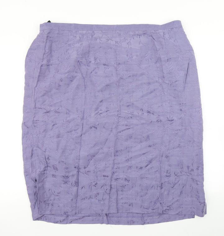 essence Womens Purple Floral Straight & Pencil Skirt Size 26