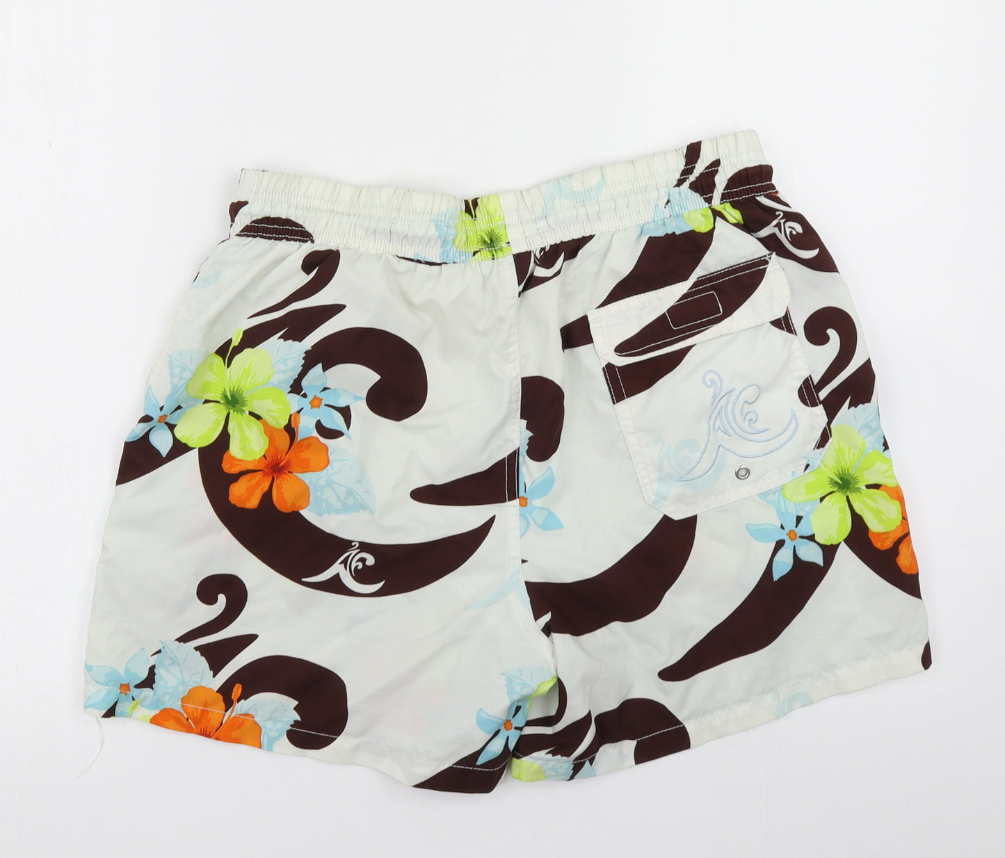 Aquarossa Mens White Floral  Athletic Shorts Size L