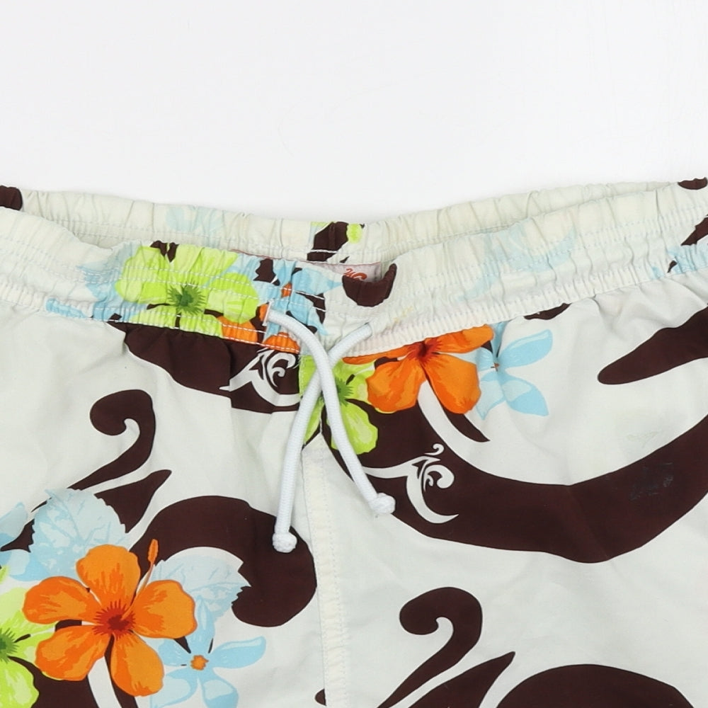 Aquarossa Mens White Floral  Athletic Shorts Size L
