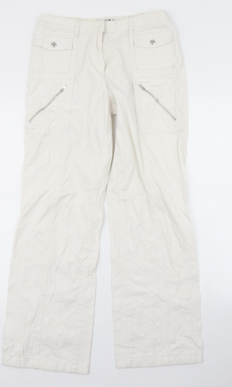 Comma Womens Ivory   Cargo Trousers Size 8 L28 in
