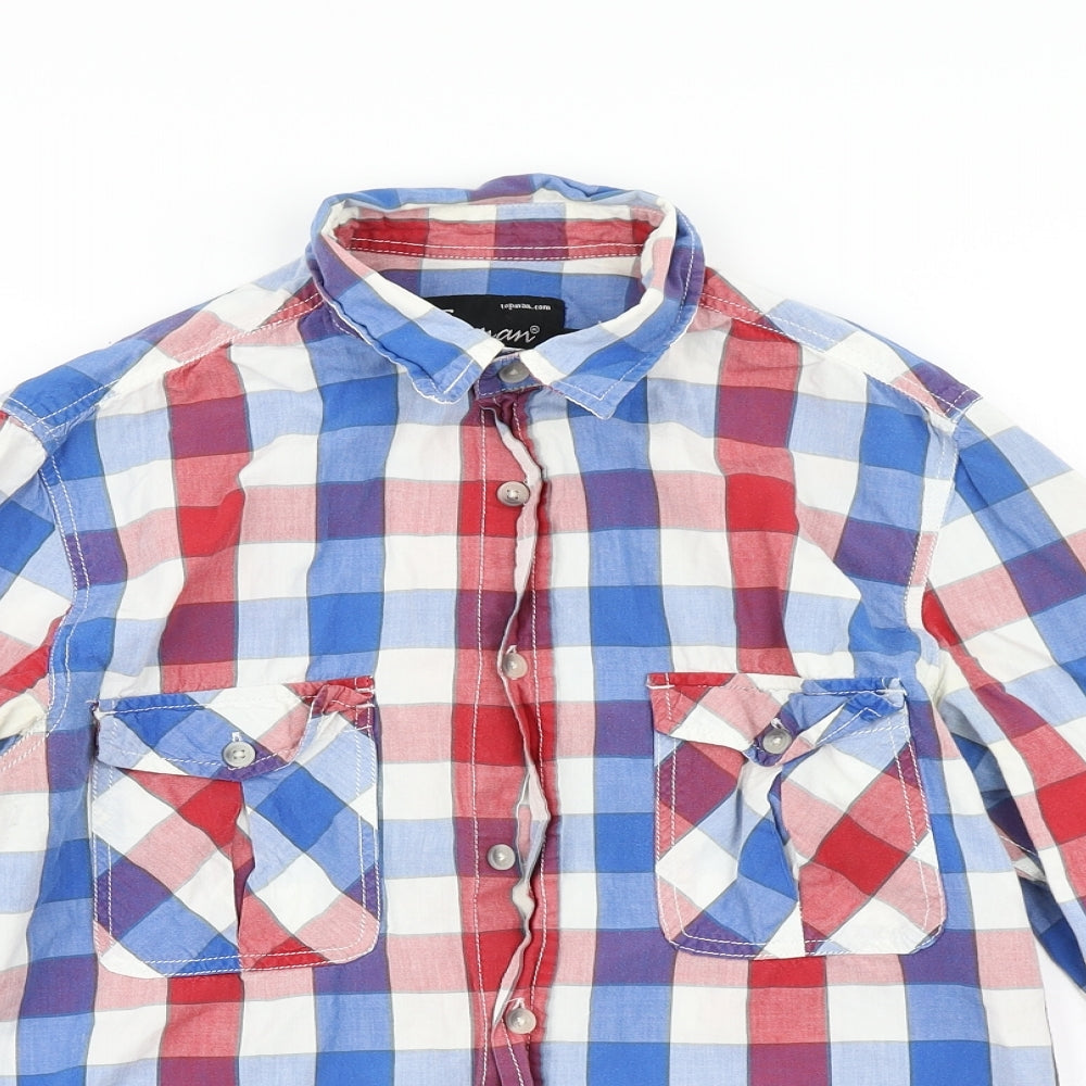 Topman Mens Red Check   Button-Up Size S
