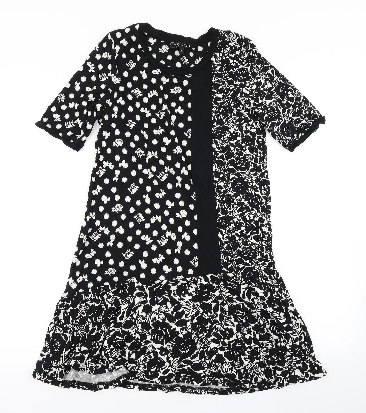 NEXT Womens Black Floral  T-Shirt Dress  Size 8