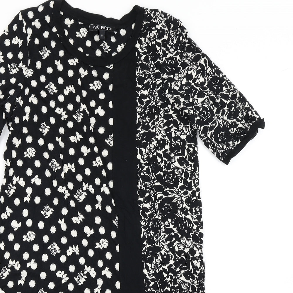 NEXT Womens Black Floral  T-Shirt Dress  Size 8