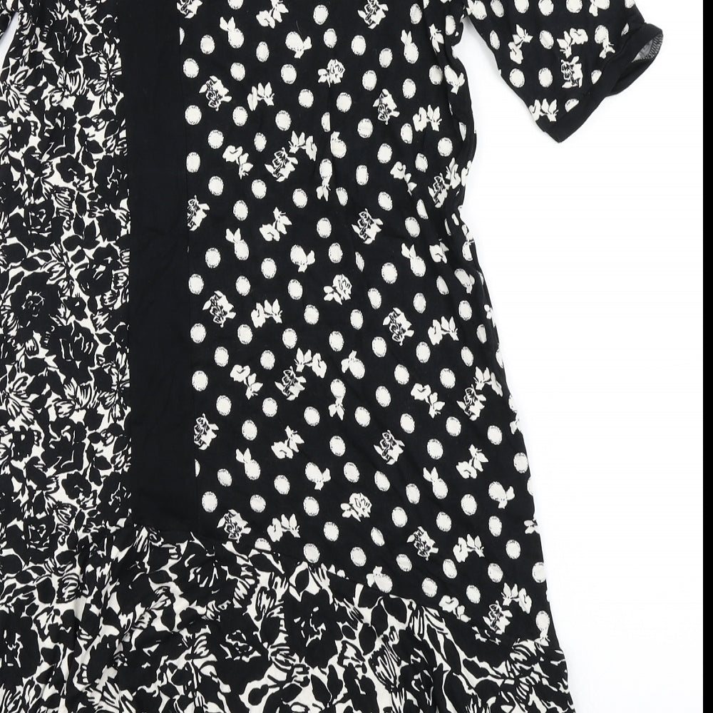 NEXT Womens Black Floral  T-Shirt Dress  Size 8