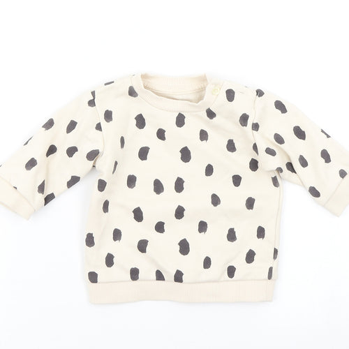 M&S Girls Beige Animal Print  Basic T-Shirt Size 0-3 Months