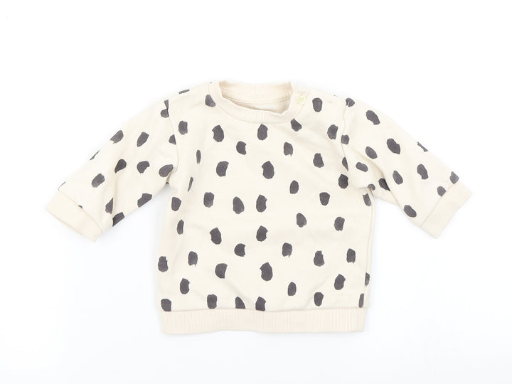 M&S Girls Beige Animal Print  Basic T-Shirt Size 0-3 Months