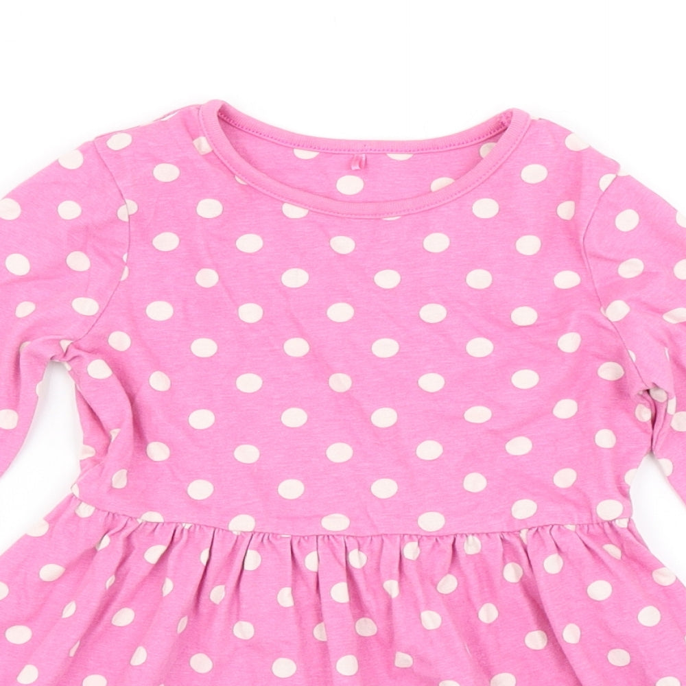 George Girls Pink Polka Dot  Skater Dress  Size 2-3 Years