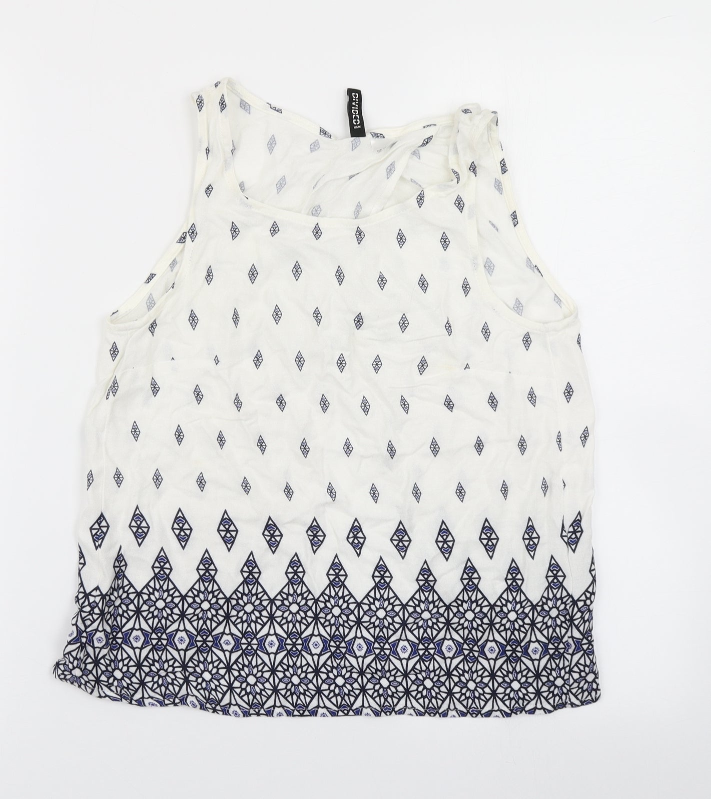 Divided Womens White Argyle/Diamond  Basic Blouse Size 8  - Open back