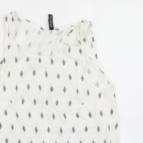 Divided Womens White Argyle/Diamond  Basic Blouse Size 8  - Open back