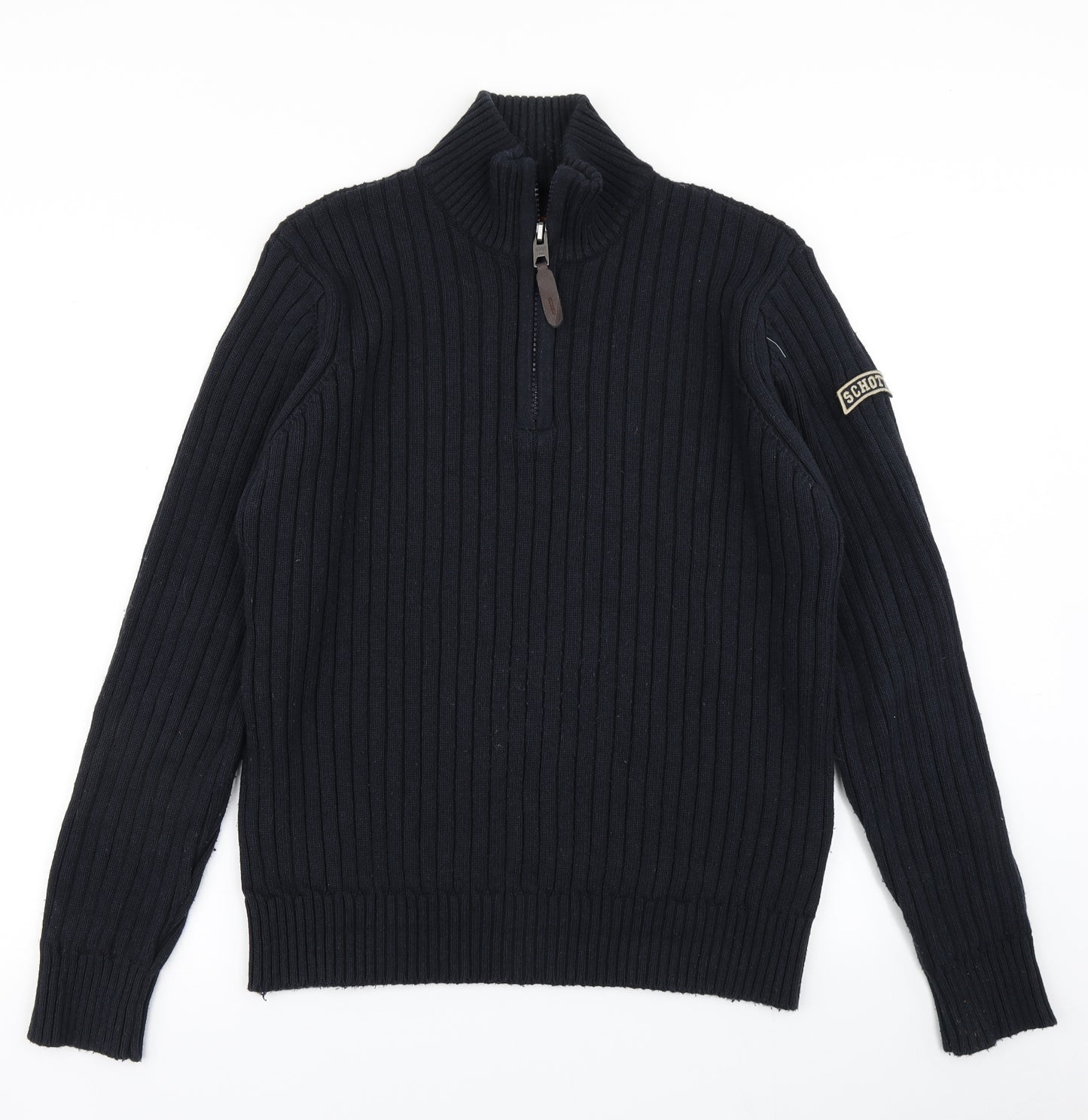 SCHOTT Mens Blue  Knit Pullover Jumper Size L